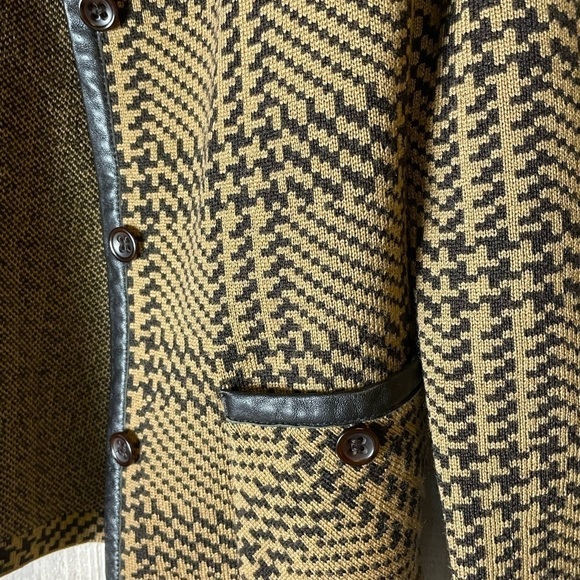 Pendleton brown merino wool leather trim buttoned cardigan - Picture 3 of 10